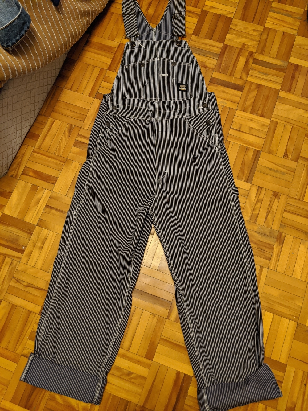 Berne Deadstock Railroad Stripe Overalls - Unworn, 30x32